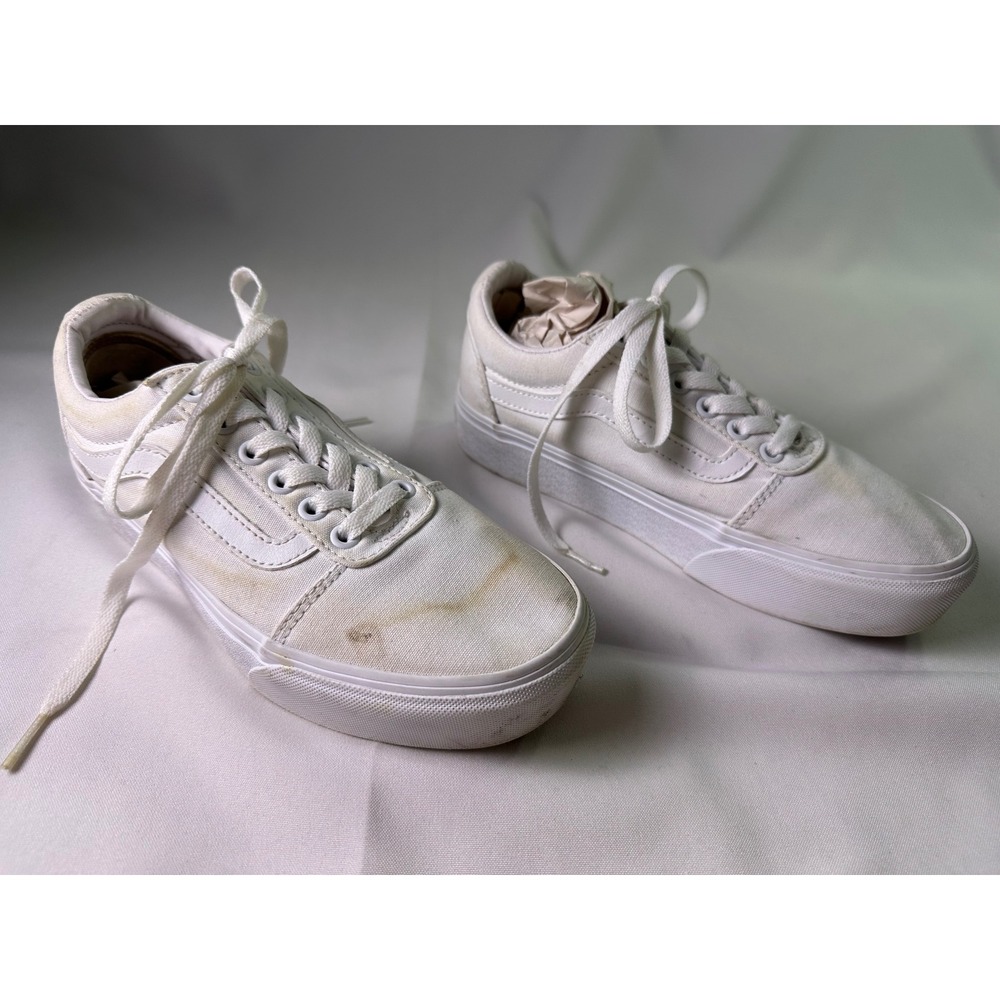 Vans Old Skool Stacked White Platform Shoes Womens Size 7 Chunky‎ Sole Skate